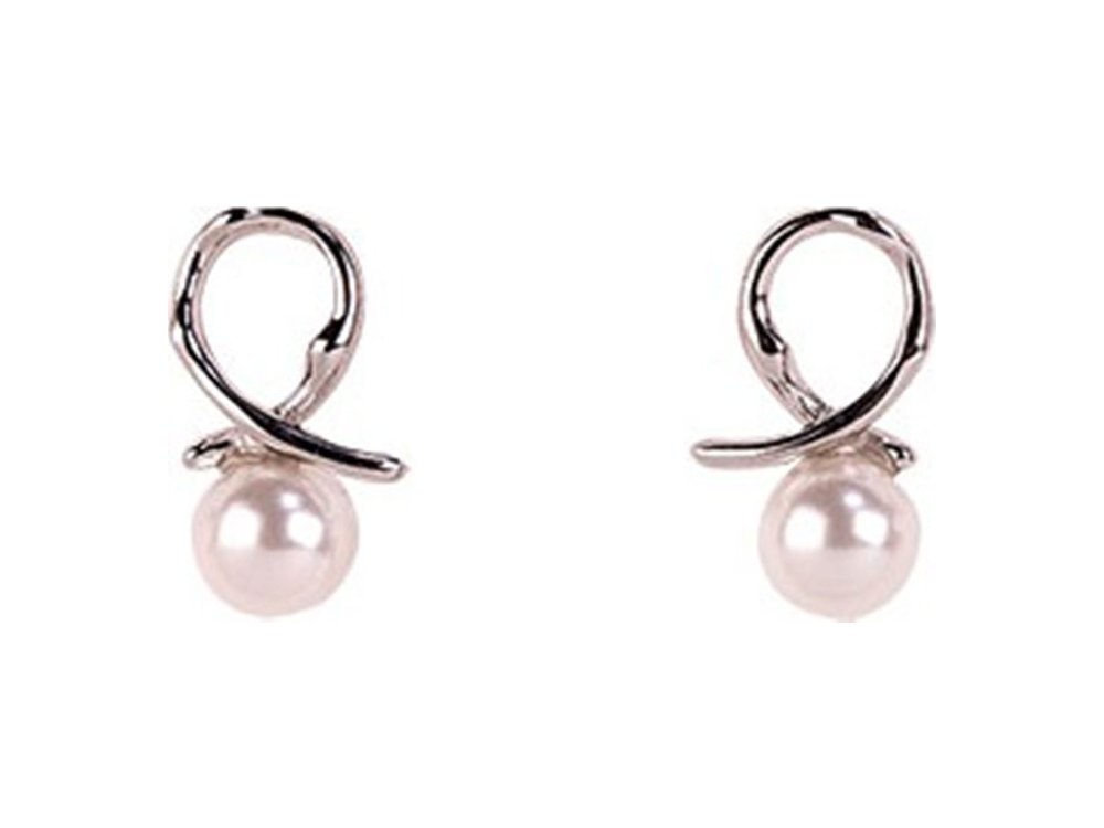 DALEE EARRINGS-HANGING WHITE PEARL_RHODIUM PLATED