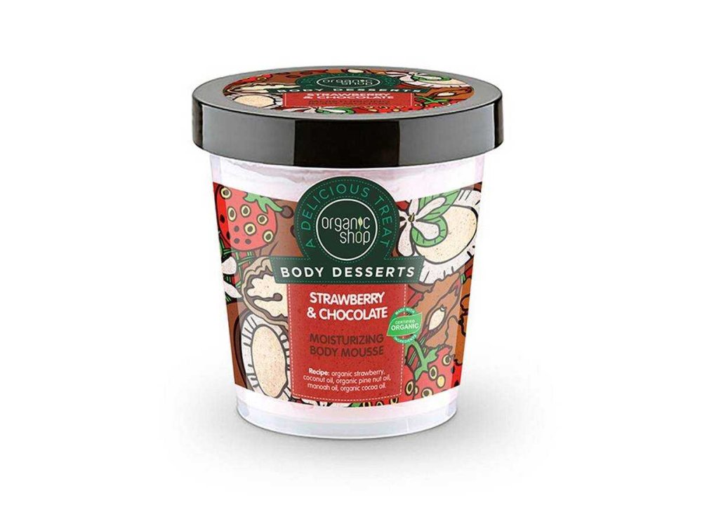 Organic Shop Body Dessert Strawberry & Chocolate, Φράουλα & Σοκολάτα Ενυδατική μους σώματος, 450 Ml