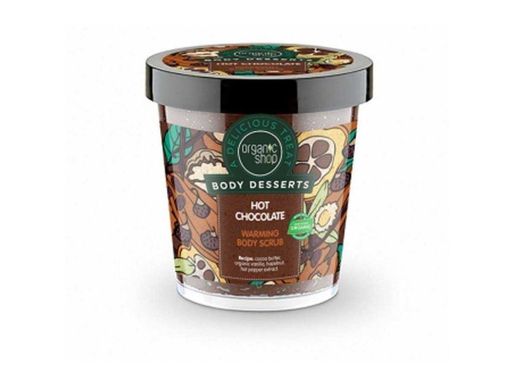 Organic Shop Body Desserts Hot Chocolate (Ζεστή σοκολάτα) Θερμαντικό απολεπιστικό σώματος (προϊόν που προκαλεί θερμότητα), 450ml