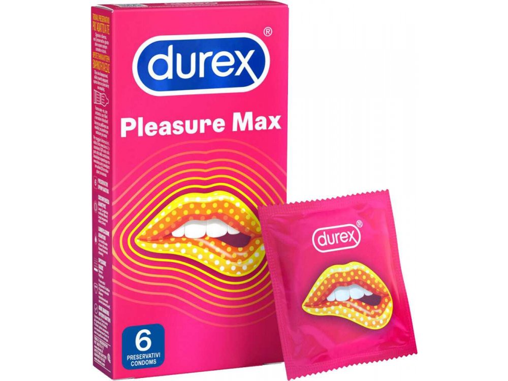 Durex Προφυλακτικά Με Κουκίδες και Ραβδώσεις Pleasuremax 6 τεμάχια