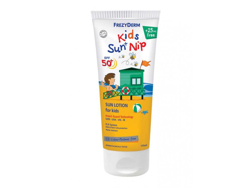 Frezyderm Frezy Kid's Sun Nip SPF50+ Παιδικό Αντηλιακό με Εντομοαπωθητικές Ιδιότητες 175ml