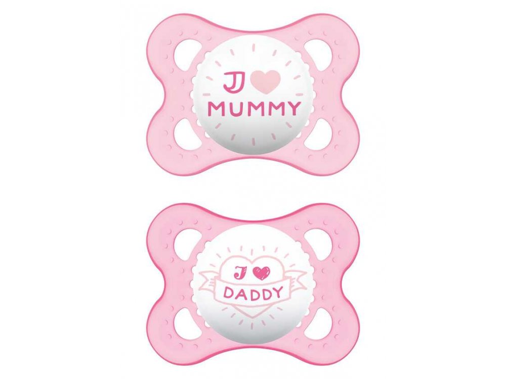 Mam Πιπίλες 2-6  Μηνών από Σιλικόνη Ι Love Mummy / Daddy  X2 