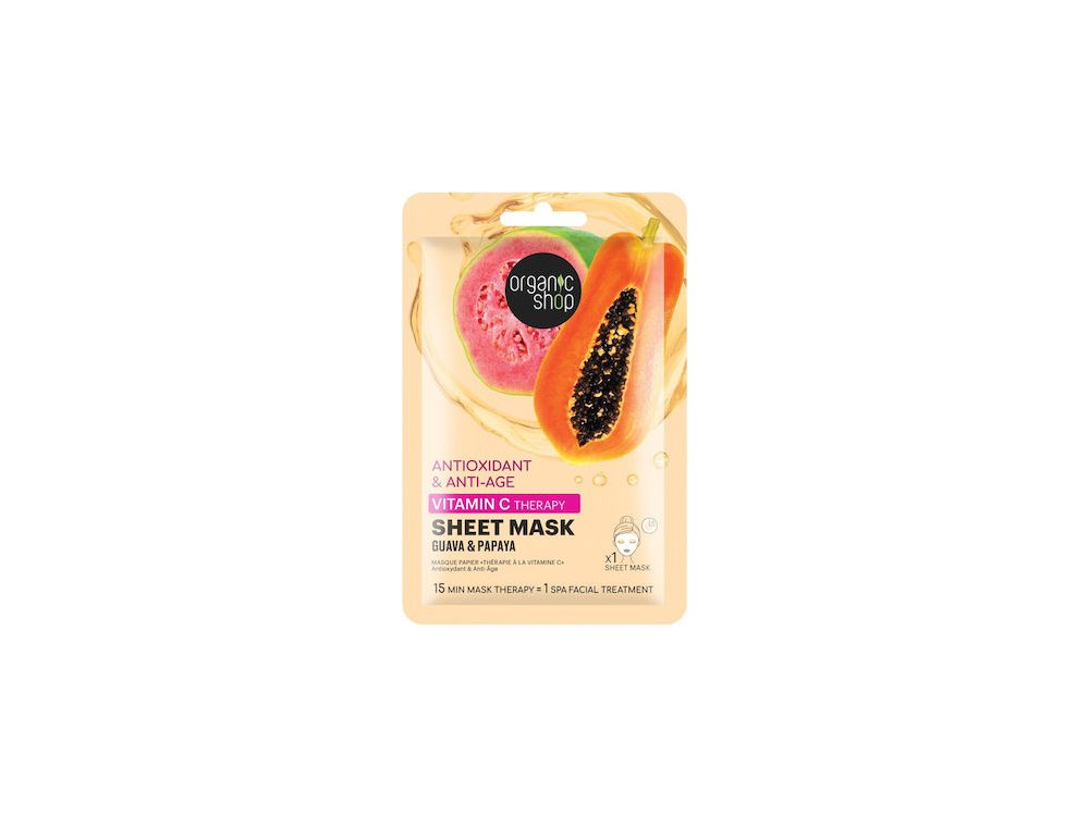 NS ORGANIC SHOP VIT C THERAPY SHEET MASK GUAVA & PAPAYA 1 PC