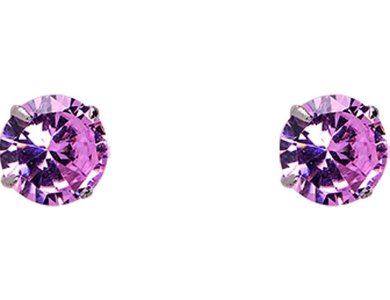 DALEE EARINGS-PURPLE STUDS_RHODIUM PLATED