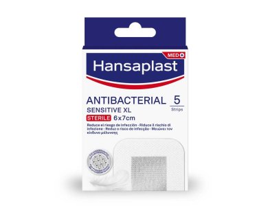 Hansaplast Sensitive Antibacterial Xl 7 X 6cm 5 Strips 5pcs