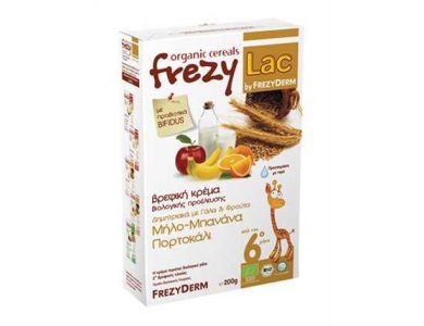 Frezyderm Frezylac Bio Cereal Βιολογική Βρεφική Κρέμα Frezylac Δημητριακών με Γάλα και Μήλο, Μπανάνα, Πορτοκάλι 200gr