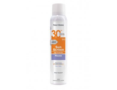 Frezyderm Sun Mousse SPF 30  Αντηλιακό Μους Προσώπου και Σώματος 200ml